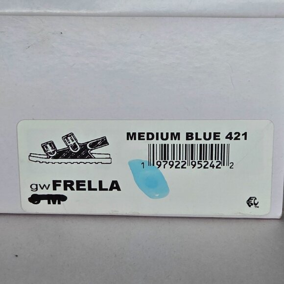 GUESS Women's Blue Frella Two Band Embellished Footbed Sandals - Picture 7 of 8